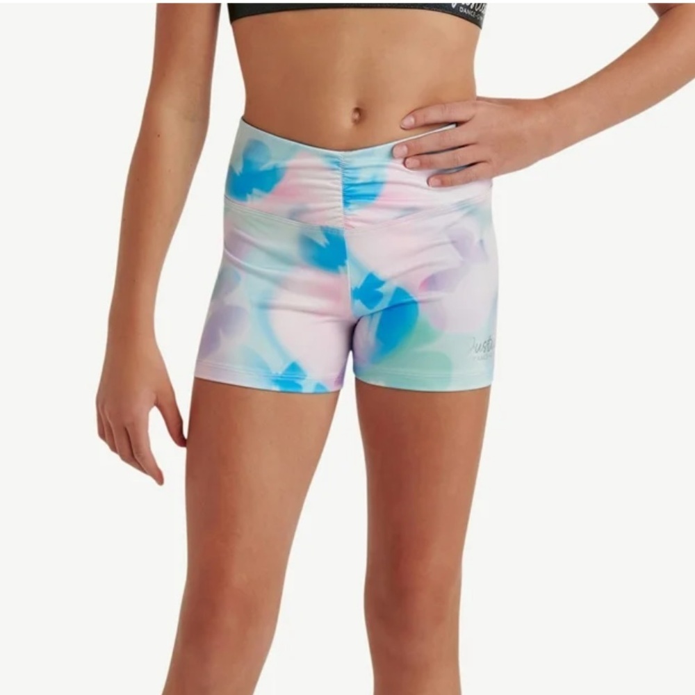 Justice Cinch Waistband Dance Shorts Girls XL (16-18) with Butterfly Print,